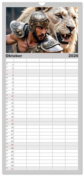 Produktbild: Familienplaner 2026 - Gladiatoren - ein Leben f&uuml;r den Kampf mit 5 Spalten (Wandkalender, 21 x 45 cm) CALVENDO