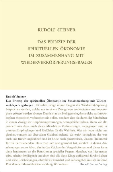 Das Prinzip der spirituellen Ökonomie im Zusammenhang mit Wiederverkörperungsfragen, Gebundene Ausgabe von Rudolf Steiner, Rudolf Steiner,