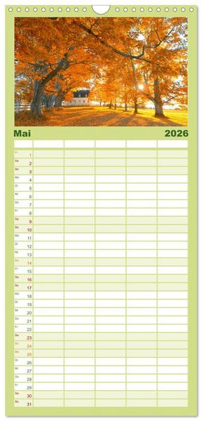 Produktbild: Familienplaner 2026 - Neu England, Indian Summer mit 5 Spalten (Wandkalender, 21 x 45 cm) CALVENDO