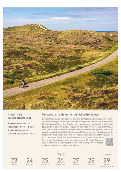 Produktbild: Radwanderlust Wochen-Kulturkalender 2026 - 53 Touren von R&uuml;gen bis S&uuml;dtirol