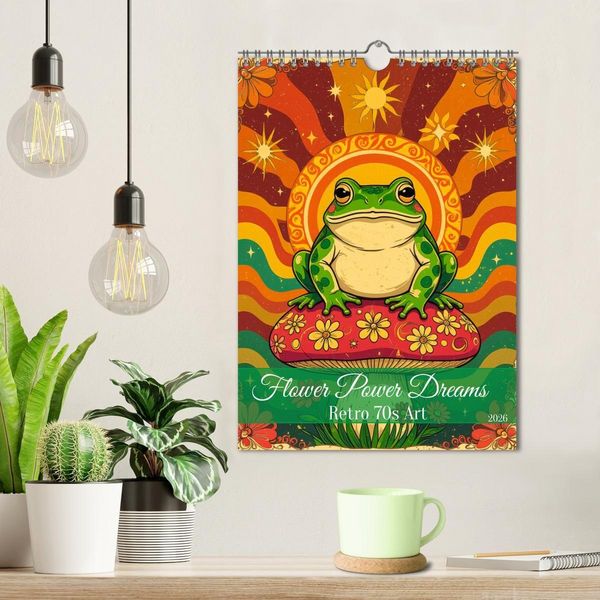 Produktbild: Flower Power Dreams - Retro 70s Art (Wandkalender 2026 DIN A4 hoch), CALVENDO Monatskalender