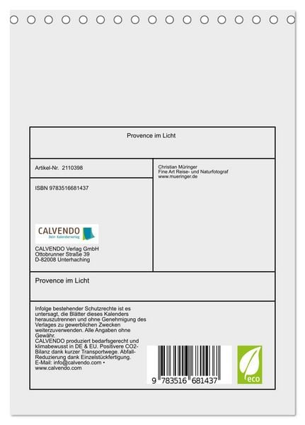 Produktbild: Provence im Licht (Tischkalender 2026 DIN A5 hoch), CALVENDO Monatskalender