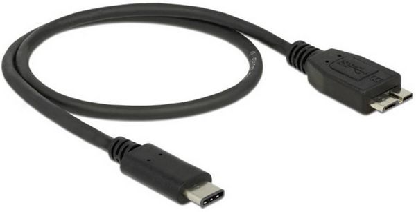 Produktbild: Delock USB-Kabel USB 3.2 Gen1 USB-C&reg; Stecker, USB-Micro-B 3.0 Stecker 1.00 m Schwarz 83677