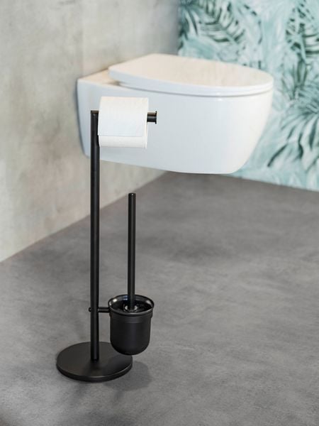 Produktbild: Stand WC-Garnitur Mod. Parus Schwarz, aus lackiertem Stahl