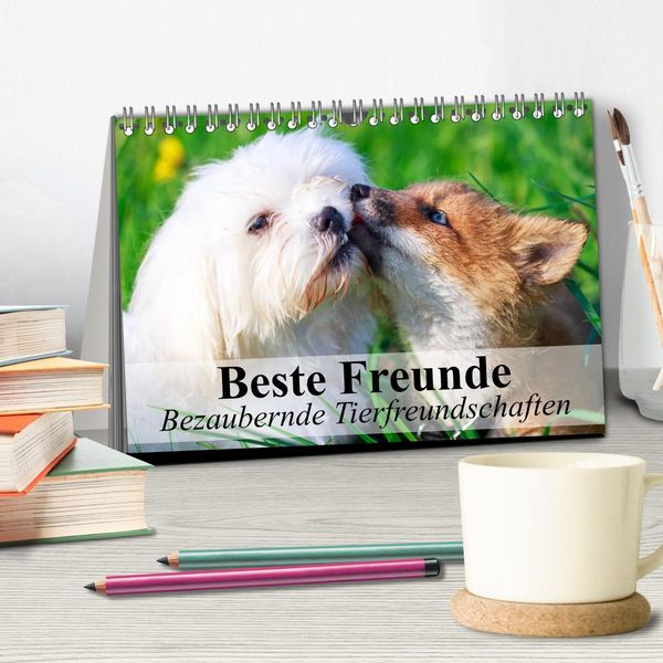 Produktbild: Beste Freunde - Bezaubernde Tierfreundschaften (Tischkalender 2026 DIN A5 quer), CALVENDO Monatskalender