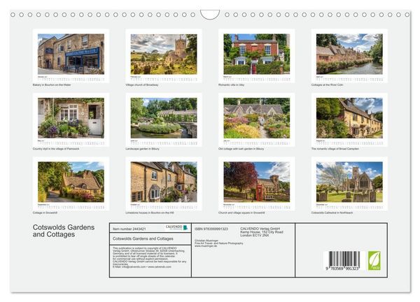 Produktbild: Cotswolds Gardens and Cottages (Wall Calendar 2027 DIN A3 landscape), CALVENDO 12 Month Wall Calendar