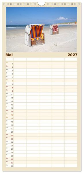 Produktbild: Familienplaner 2027 - Amrum &ndash; Trauminsel in der Nordsee mit 5 Spalten (Wandkalender, 21 x 45 cm) CALVENDO