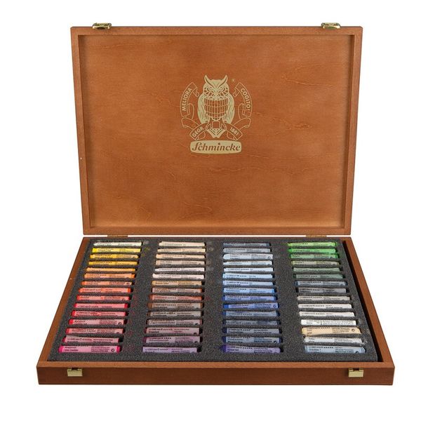 Produktbild: Schmincke Pastell, Holzkasten, Mehrzweck, 60 Stifte