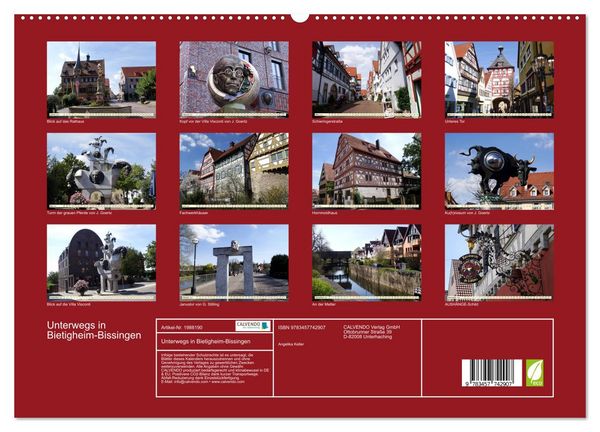 Produktbild: Unterwegs in Bietigheim-Bissingen (hochwertiger Premium Wandkalender 2026 DIN A2 quer), Kunstdruck in Hochglanz