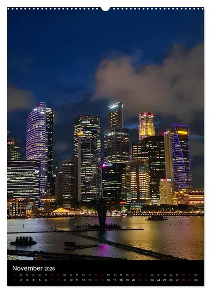 Produktbild: Singapur - Faszinierende Lichterwelt Marina Bay (Wandkalender 2026 DIN A2 hoch), CALVENDO Monatskalender