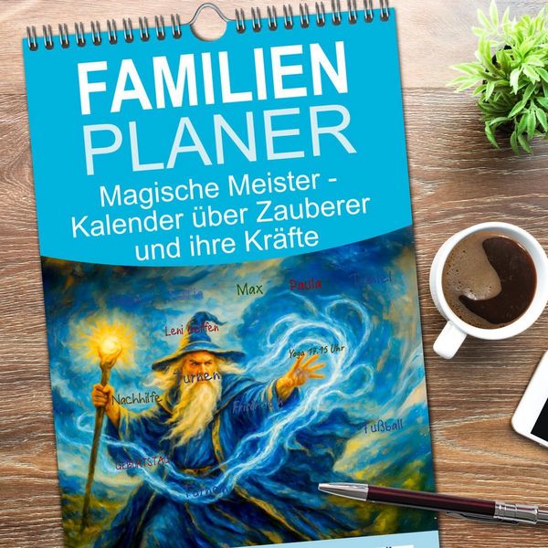 Produktbild: Familienplaner 2026 - Magische Meister - Kalender &uuml;ber Zauberer und ihre Kr&auml;fte mit 5 Spalten (Wandkalender, 21 x 45 cm) CALVENDO