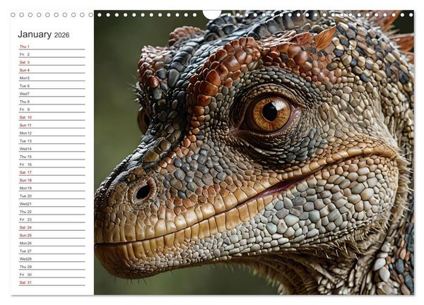 Produktbild: AI Dino Delights Mesmerizing Views of Prehistoric Life (Wall Calendar 2026 DIN A3 landscape), CALVENDO 12 Month Wall Calendar