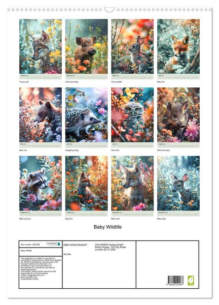 Produktbild: Baby Wildlife (Wall Calendar 2026 DIN A2 portrait), CALVENDO 12 Month Wall Calendar