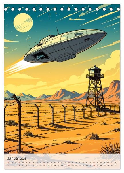 Produktbild: Wir sind nicht allein - UFO-Mythen (Tischkalender 2026 DIN A5 hoch), CALVENDO Monatskalender
