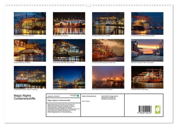 Produktbild: Magic Nights Containerschiffe (hochwertiger Premium Wandkalender 2027 DIN A2 quer), Kunstdruck in Hochglanz