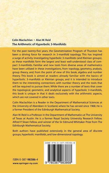 Produktbild: The Arithmetic of Hyperbolic 3-Manifolds