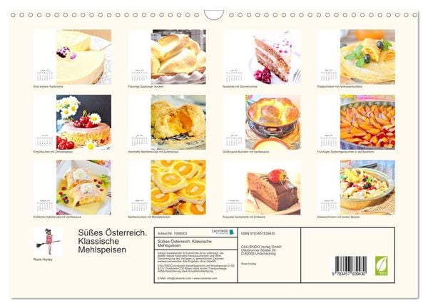 Produktbild: S&uuml;&szlig;es &Ouml;sterreich. Klassische Mehlspeisen (Wandkalender 2026 DIN A3 quer), CALVENDO Monatskalender