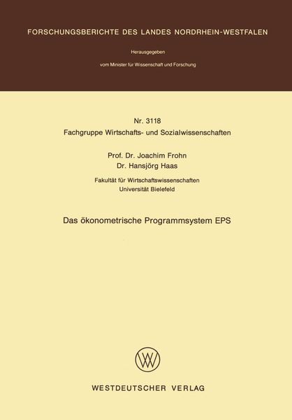 Produktbild: Das &ouml;konometrische Programmsystem EPS