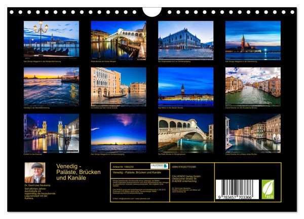 Produktbild: Venedig - Pal&auml;ste, Br&uuml;cken und Kan&auml;le (Wandkalender 2026 DIN A4 quer), CALVENDO Monatskalender