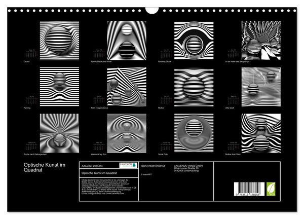 Produktbild: Optische Kunst im Quadrat (Wandkalender 2026 DIN A3 quer), CALVENDO Monatskalender