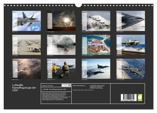 Produktbild: Luftwaffe. Kampfflugzeuge der USA (Wandkalender 2026 DIN A3 quer), CALVENDO Monatskalender