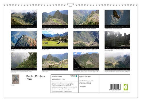 Produktbild: Machu Picchu - Peru (Wandkalender 2026 DIN A3 quer), CALVENDO Monatskalender