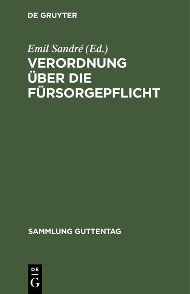 Produktbild: Verordnung &uuml;ber die F&uuml;rsorgepflicht