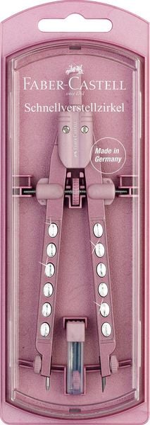 Produktbild: Faber-Castell Schnellverstellzirkel Factory Sparkle gr&uuml;n lila rosa 3fach sortiert