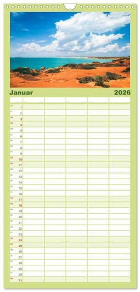Produktbild: Familienplaner 2026 - Australien mit 5 Spalten (Wandkalender, 21 x 45 cm) CALVENDO