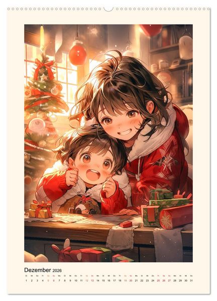 Produktbild: Manga Kinder - ein gl&uuml;ckliches Jahr (hochwertiger Premium Wandkalender 2026 DIN A2 hoch), Kunstdruck in Hochglanz