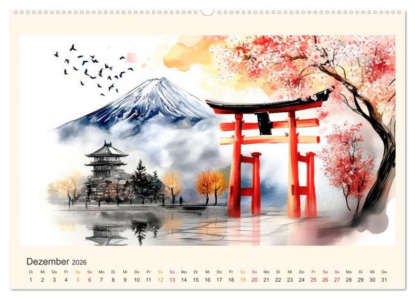Produktbild: Japan - die Farben der Tradition (Wandkalender 2026 DIN A2 quer), CALVENDO Monatskalender