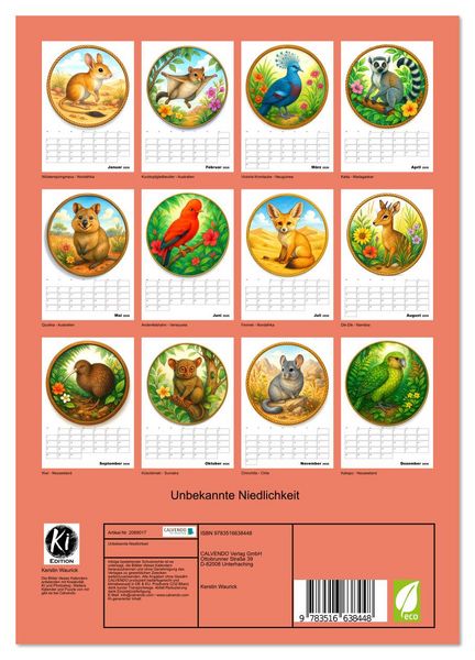 Produktbild: Unbekannte Niedlichkeit (Wandkalender 2026 DIN A4 hoch), CALVENDO Monatskalender