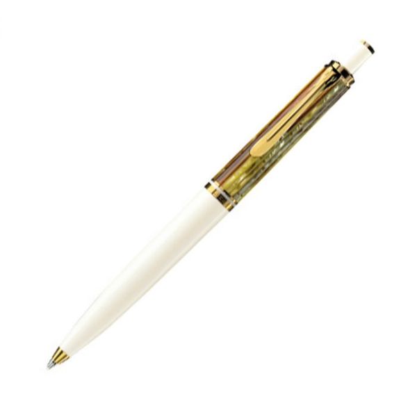 Pelikan Kugelschreiber Souverän® K400, 24-Karat vergoldete Zierelemente, Druckmechanik, Schildpatt-Weiß