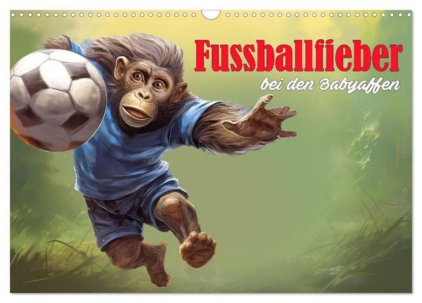 Produktbild: Fu&szlig;ballfieber bei den Babyaffen (Wandkalender 2026 DIN A3 quer), CALVENDO Monatskalender