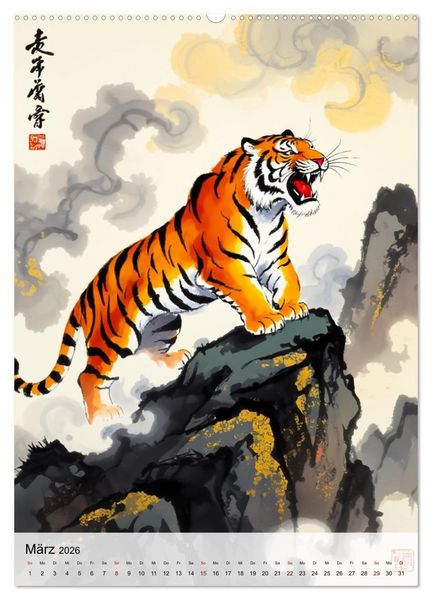 Produktbild: Die 12 chinesischen Tierkreiszeichen (Wandkalender 2026 DIN A2 hoch), CALVENDO Monatskalender