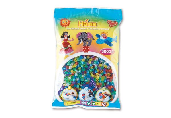 Hama The Original Beads, transparent, glitter, 3000 Stück