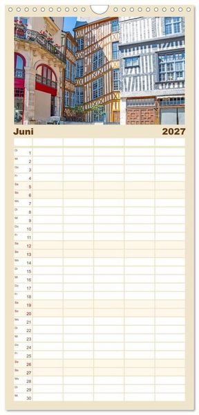 Produktbild: Familienplaner 2027 - Normandie - Frankreichs wundersch&ouml;ner Norden mit 5 Spalten (Wandkalender, 21 x 45 cm) CALVENDO