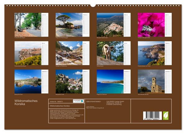 Produktbild: Wildromatisches Korsika (hochwertiger Premium Wandkalender 2026 DIN A2 quer), Kunstdruck in Hochglanz