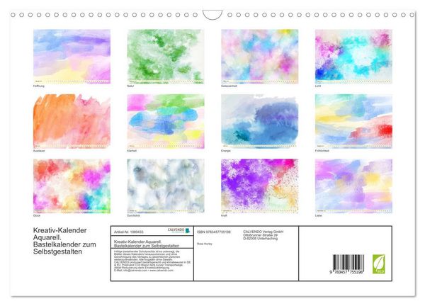 Produktbild: Kreativ-Kalender Aquarell. Bastelkalender zum Selbstgestalten (Wandkalender 2026 DIN A3 quer), CALVENDO Monatskalender