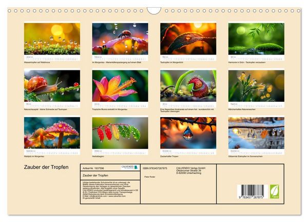 Produktbild: Zauber der Tropfen (Wandkalender 2026 DIN A3 quer), CALVENDO Monatskalender