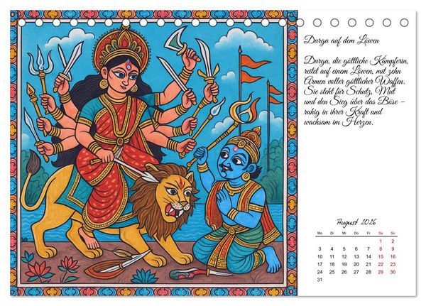 Produktbild: G&ouml;tterwelten des Hinduismus (Tischkalender 2026 DIN A5 quer), CALVENDO Monatskalender