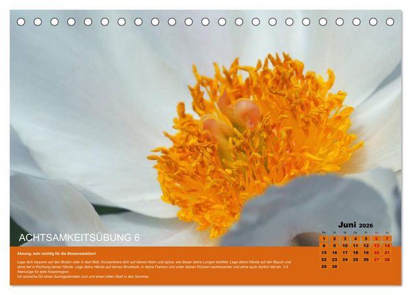 Produktbild: Achtsamkeit, 12 &Uuml;bungen zu mehr Achtsamkeit. (Tischkalender 2026 DIN A5 quer), CALVENDO Monatskalender