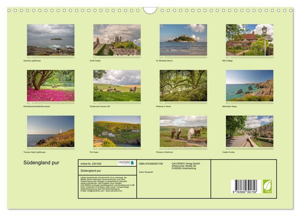 Produktbild: S&uuml;dengland pur (Wandkalender 2027 DIN A3 quer), CALVENDO Monatskalender