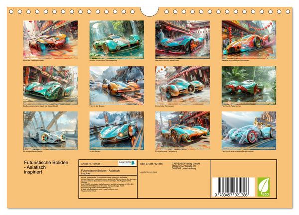Produktbild: Futuristische Boliden - Asiatisch inspiriert (Wandkalender 2026 DIN A4 quer), CALVENDO Monatskalender