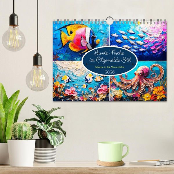 Produktbild: Bunte Fische im &Ouml;lgem&auml;lde-Stil. Zuhause in den Meerestiefen (Wandkalender 2026 DIN A4 quer), CALVENDO Monatskalender