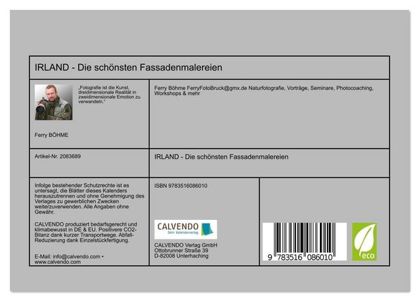 Produktbild: IRLAND - Die sch&ouml;nsten Fassadenmalereien (Tischkalender 2026 DIN A5 quer), CALVENDO Monatskalender
