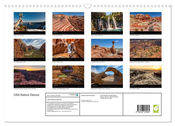 Produktbild: USA Nature Deluxe (Wall Calendar 2026 DIN A3 landscape), CALVENDO 12 Month Wall Calendar