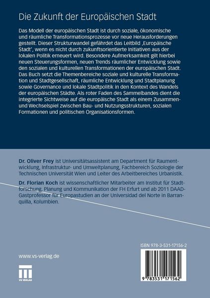 Produktbild: Die Zukunft der Europ&auml;ischen Stadt