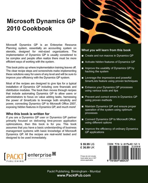 Produktbild: Microsoft Dynamics GP 2010 Cookbook