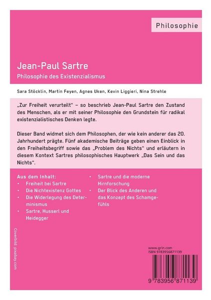 Produktbild: Jean-Paul Sartre. Philosophie des Existenzialismus